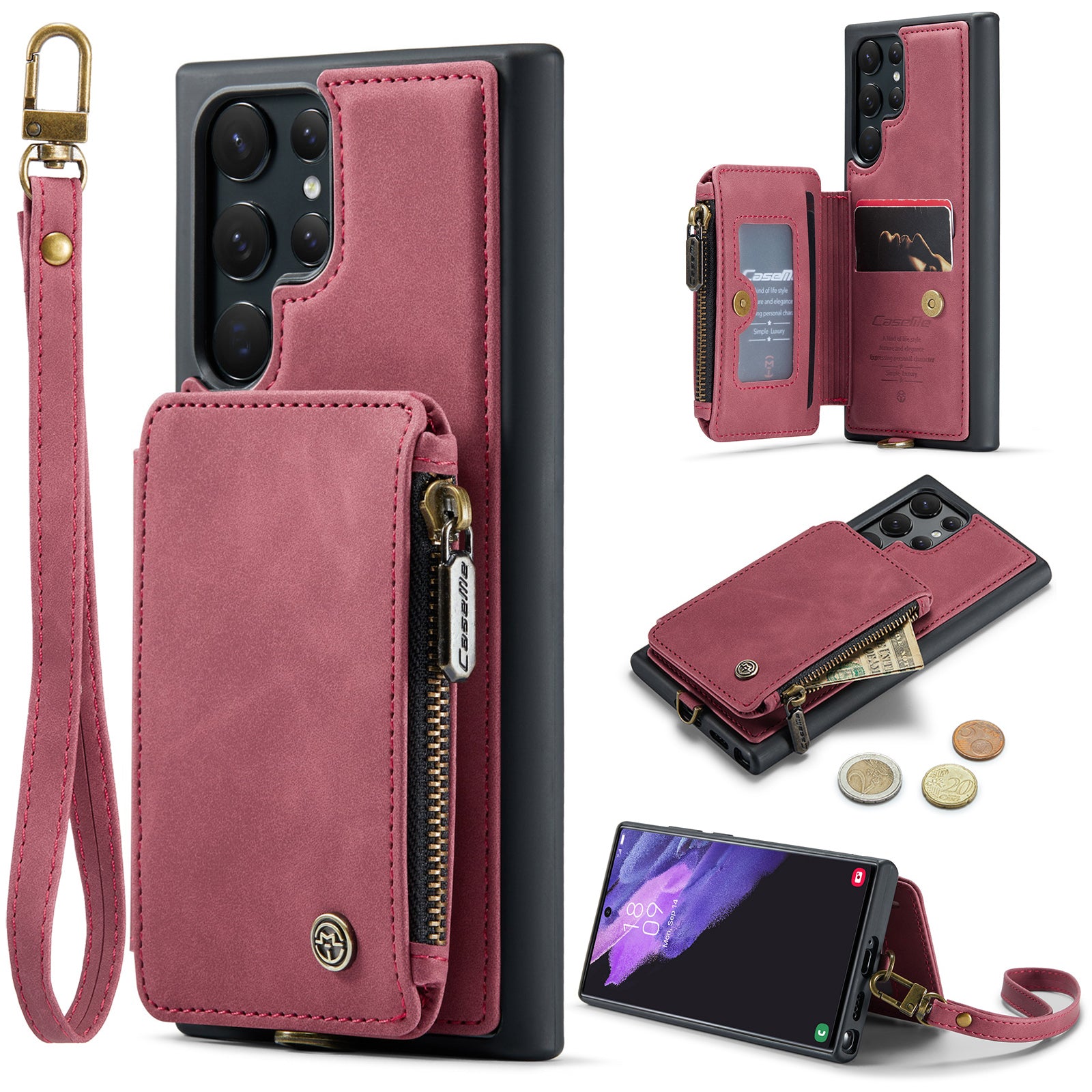 CASEME C20 Series Anti-drop Phone Case for Samsung Galaxy S23 Ultra RFID Blocking Zipper Pocket Protective Phone Cover Wallet Kickstand CASEME C20 Series Anti-drop Phone Case for Samsung Galaxy S23 Ultra RFID Blocking Zipper Pocket Protective Phone Cover Wallet Kickstand